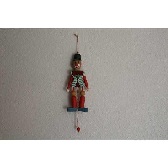 M. Gschnitzer Austria Wood Jester Clown Puppet Pull String Vintage Ornament 8.25 - Picture 2 of 12